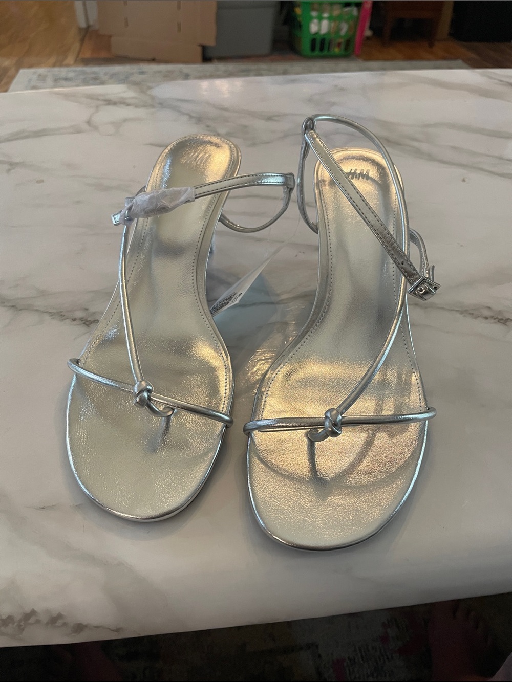 Silver shiny heels